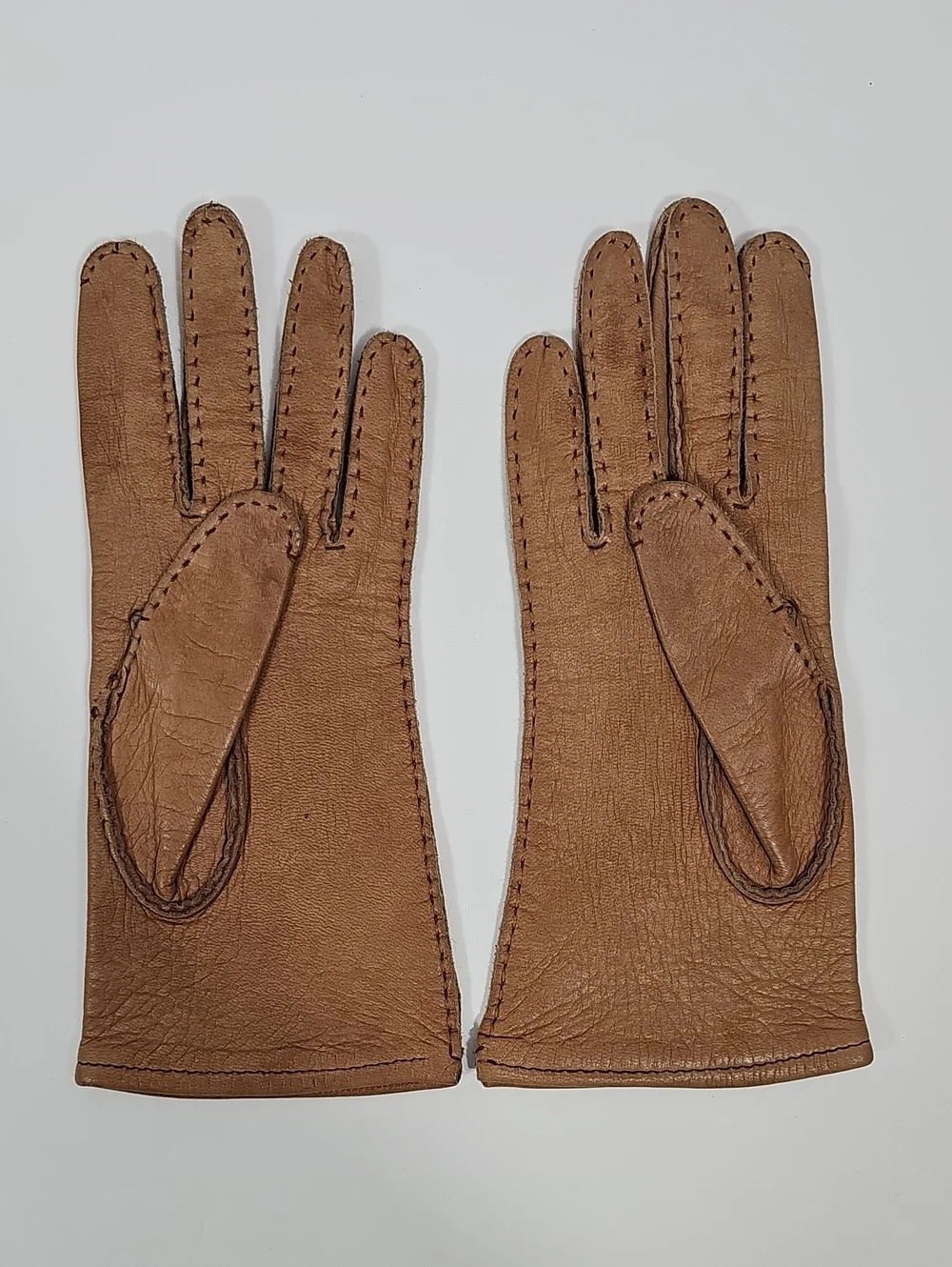 Vintage Genuine Deerskin Leather Driving Gloves Tan 6.5 Soft Lined USA Western